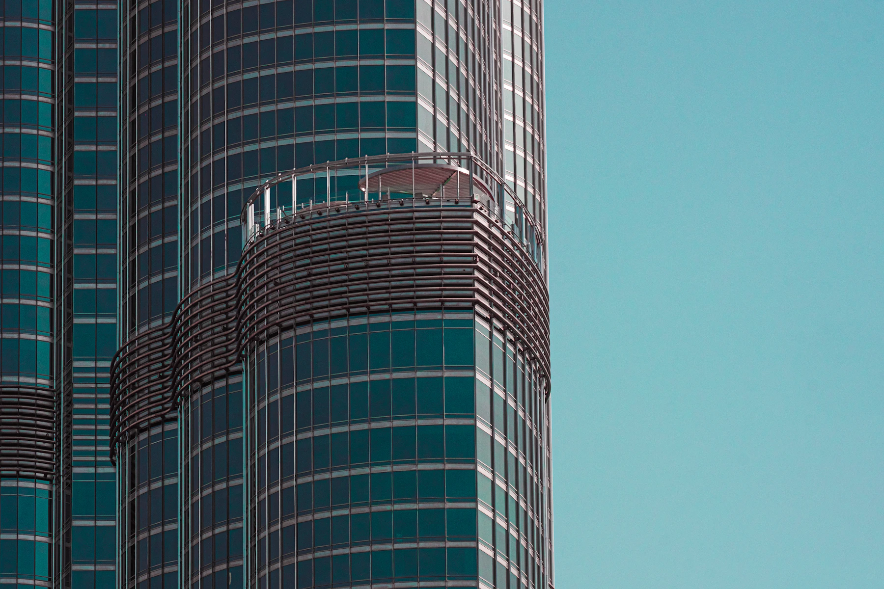 Architectural detail of the Burj Khalifa’s glass façade in Dubai